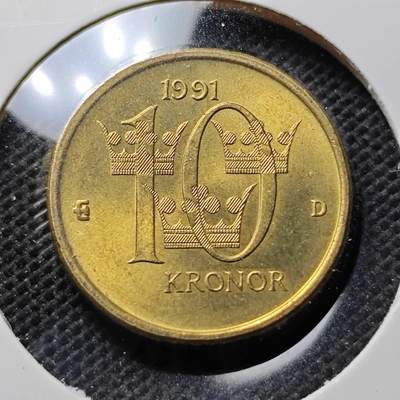 KK钱币收藏小铺 第342场 2月预留时间 周末发货 - 1991瑞典10克朗 好品