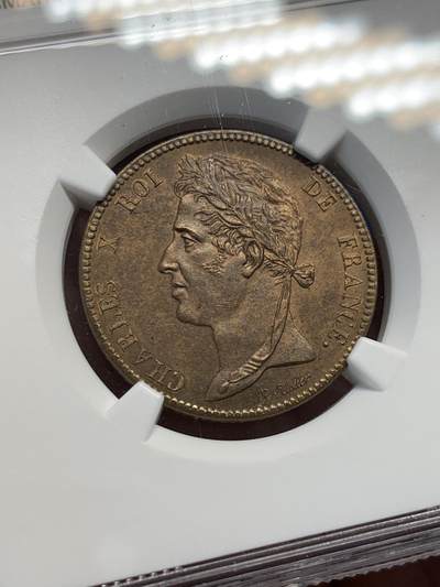 《竞宝斋》第420场 周日，周一，周二  3场连拍 （全场包邮） 冠军分 NGC MS66RB 法属西印度殖民地 1825年 查理十世 5分铜币 可遇不可求的状态