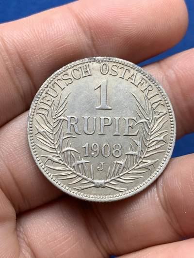 《竞宝斋》第420场 周日，周一，周二  3场连拍 （全场包邮） 1908年 J版 威廉二世 东非卢比