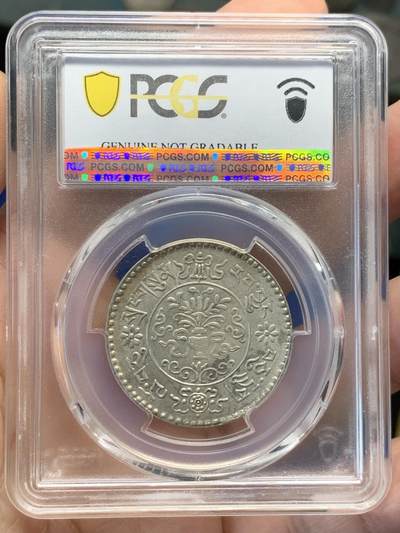 《竞宝斋》第420场 周日，周一，周二  3场连拍 （全场包邮） PCGS AU 西藏1936大桑松三两银币，黄油彩，文字图案打制清晰，藏币少见打制这么清晰的，92疑似错杀可搏分