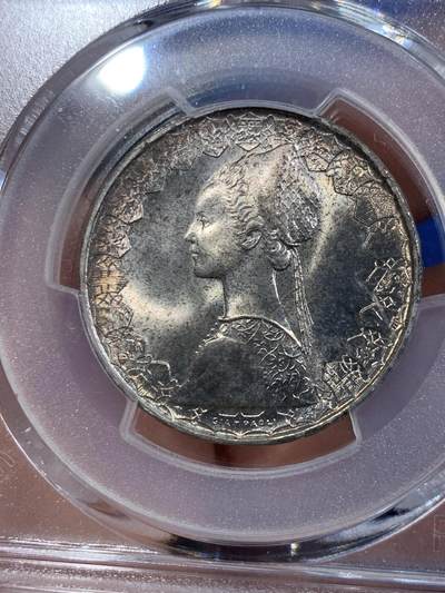 《竞宝斋》第420场 周日，周一，周二  3场连拍 （全场包邮） PCGS MS67 意大利500里拉银币 1970哥伦布文艺复兴少女 卷拆车轮光高分！