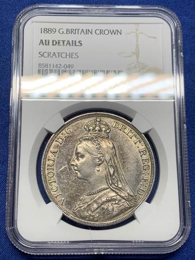 《竞宝斋》第420场 周日，周一，周二  3场连拍 （全场包邮） - NGC AUD 英国1889年维多利亚高冠马剑克朗银币