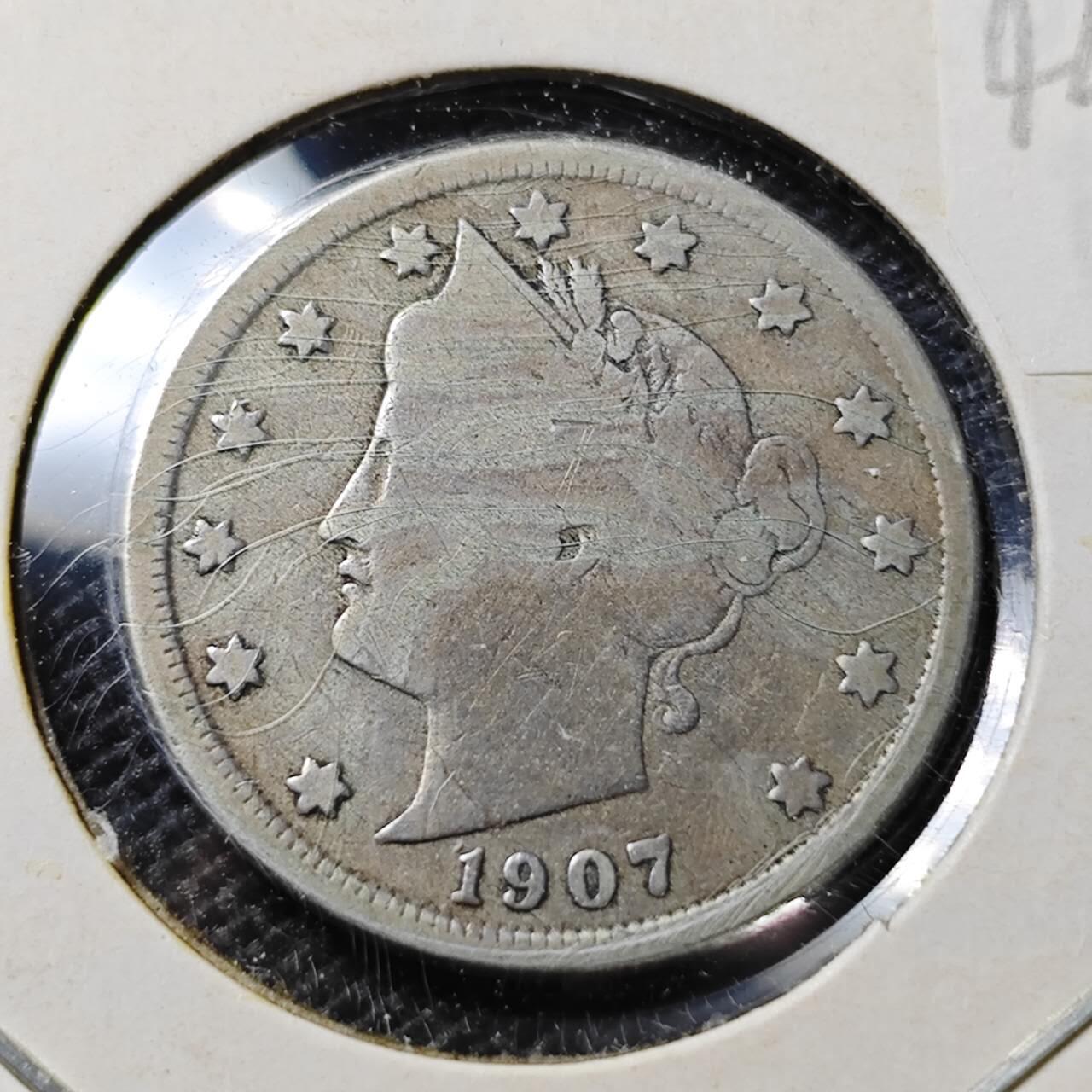 KK钱币收藏小铺 第344场 2月预留时间 周末发货 1907美国5分 