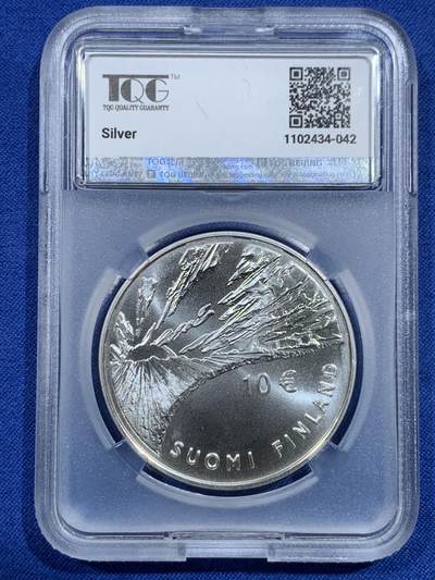 《竞宝斋》第420场 周日，周一，周二  3场连拍 （全场包邮） TQG MS69 芬兰2006年欧洲之星-约翰·维尔海姆·斯内尔曼诞辰200周年10欧元普制银币 25.5克 925银 发行量7千