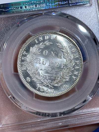 《竞宝斋》第420场 周日，周一，周二  3场连拍 （全场包邮） PCGS MS62 东印度公司1840年1卢比银币