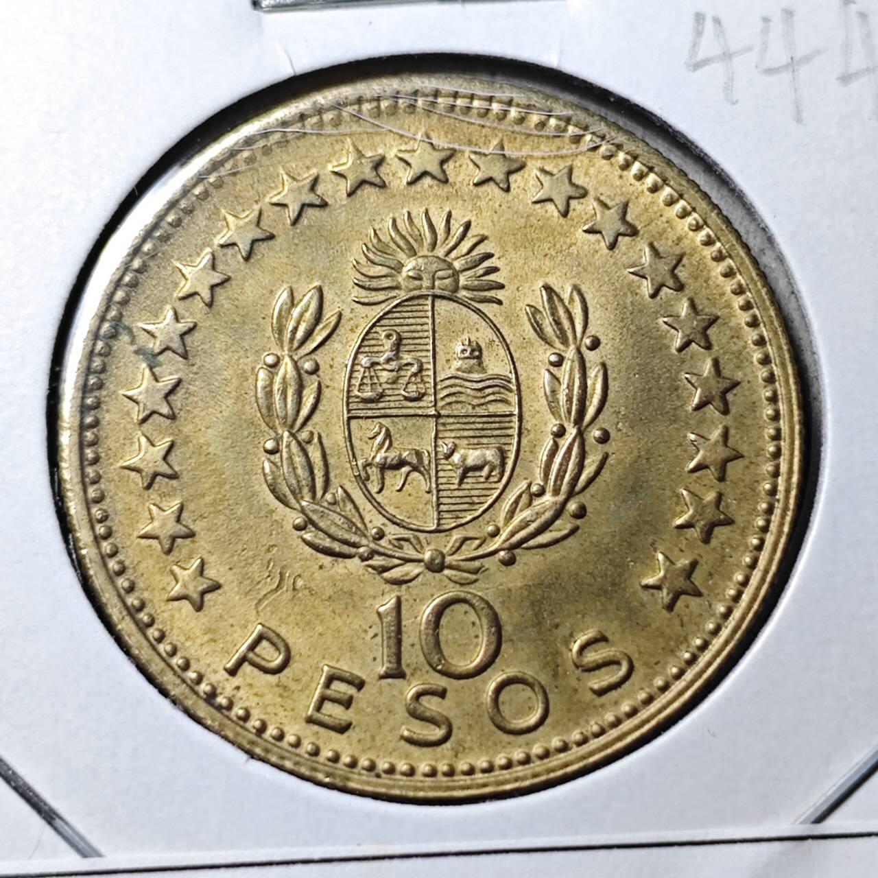 KK钱币收藏小铺 第344场 2月预留时间 周末发货 1965乌拉圭10比索 