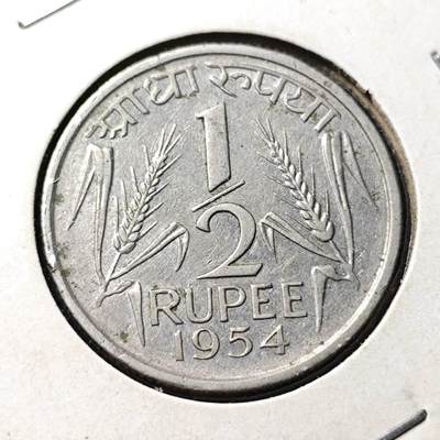 KK钱币收藏小铺 第343场 2月预留时间 周末发货 - 1954印度1/2卢比 