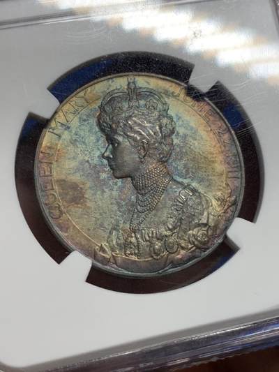 《竞宝斋》第420场 周日，周一，周二  3场连拍 （全场包邮） NGC MS62MATTE 英国1911乔治五世加冕银章 包浆如画 低评好状态