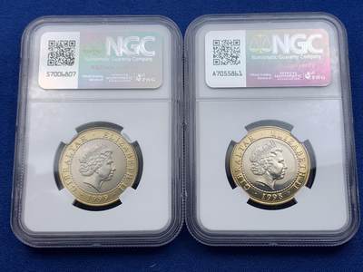 《竞宝斋》第420场 周日，周一，周二  3场连拍 （全场包邮） 稀少12枚一组 NGC MS63-66 直布罗陀 2000 赫拉克勒斯的功绩系列 双金属2镑纪念币 低评明显