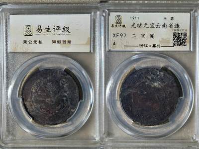 外国硬币/银币，可寄存 - 光绪元宝云南省造半圆龙XF97二空圈，原状态未清理