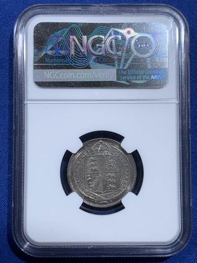 《竞宝斋》第420场 周日，周一，周二  3场连拍 （全场包邮） NGC MS65 英国 1887年 1先令 银币 双面蓝绿色深包浆，国外成交价高，值得入藏。