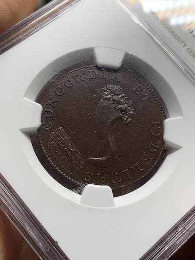 《竞宝斋》第420场 周日，周一，周二  3场连拍 （全场包邮） NGC MS63BN 1794年苏格兰因弗内斯郡协和半便士 背面的玫瑰图案非常精美 极其少见的token精品 pl状态非常出色