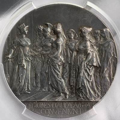 掌中浮雕-藏着的欧洲第036场 - PCGS SP58: 1898年意大利第三届都灵射击节银章，60.5mm