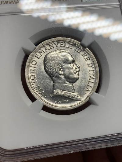 《竞宝斋》第420场 周日，周一，周二  3场连拍 （全场包邮） NGC AU58 意大利1916年马车2里拉银币