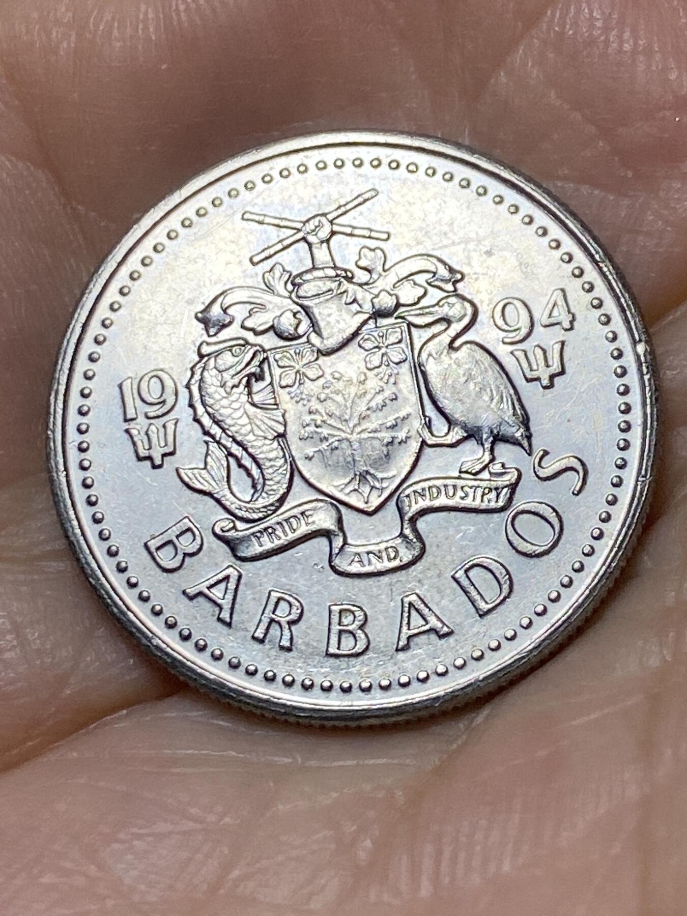 2025年第九十四场(总第一百二十场）外国好品散币(免佣金) 巴巴多斯🇧🇧1994年25分(铜镍材质无磁版)