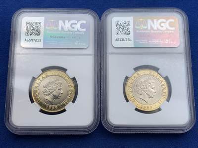 《竞宝斋》第420场 周日，周一，周二  3场连拍 （全场包邮） 稀少12枚一组 NGC MS63-66 直布罗陀 2000 赫拉克勒斯的功绩系列 双金属2镑纪念币 低评明显