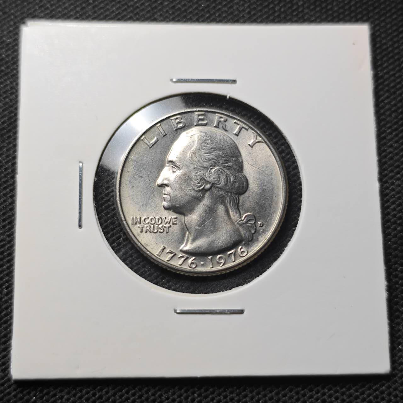 KK钱币收藏小铺 第343场 2月预留时间 周末发货  1976美国25分纪念币 好品