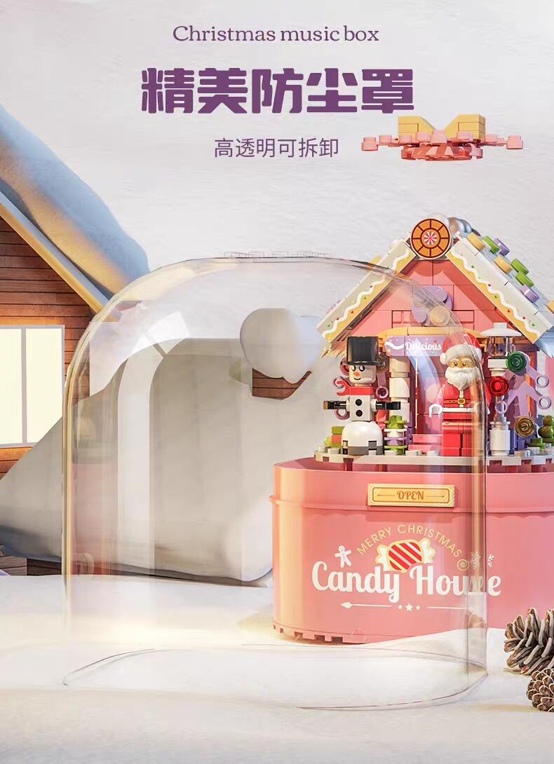 零元拍：2025款圣诞节音乐盒拼装圣诞自动飘雪，全新未拆。