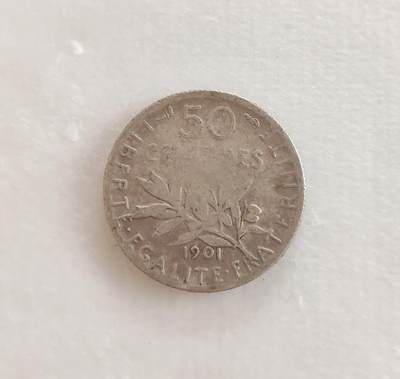 外国硬币/银币，可寄存 法国1901年50分银币（播种女神版）