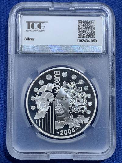 《竞宝斋》第420场 周日，周一，周二  3场连拍 （全场包邮） TQG PF68UC 法国2004年欧洲之星-欧盟扩大1.5欧元精制银币 22.2克 900银 发行量4万