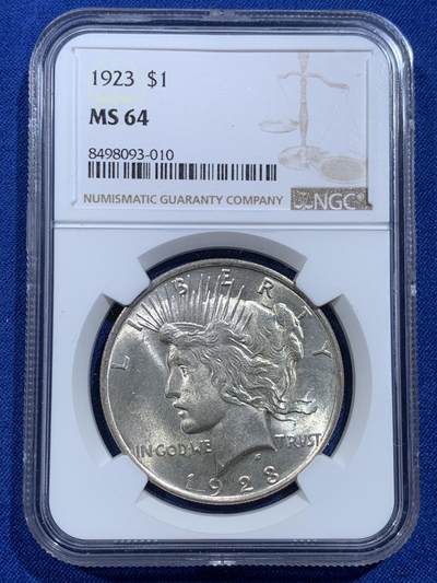 《竞宝斋》第420场 周日，周一，周二  3场连拍 （全场包邮） - NGC MS64 美国 1923 一美元 和平银币 双面强转光，光感不输65分，个人送评略压分，喜欢转光的不容错过。
