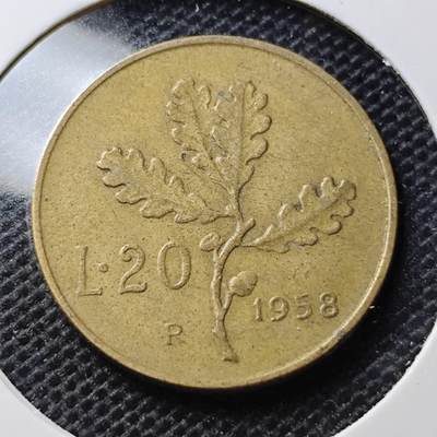 KK钱币收藏小铺 第343场 2月预留时间 周末发货 - 1958意大利20里拉 铜币