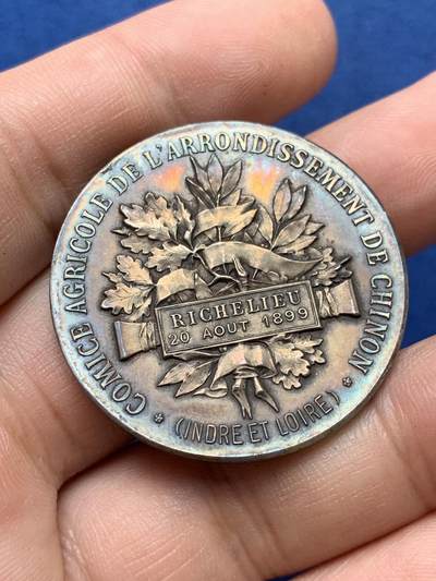 《竞宝斋》第420场 周日，周一，周二  3场连拍 （全场包邮） 法国玛丽安娜女神农业银章 21.8克 36.5mm 菱形银标 950银 带盒 包浆很好