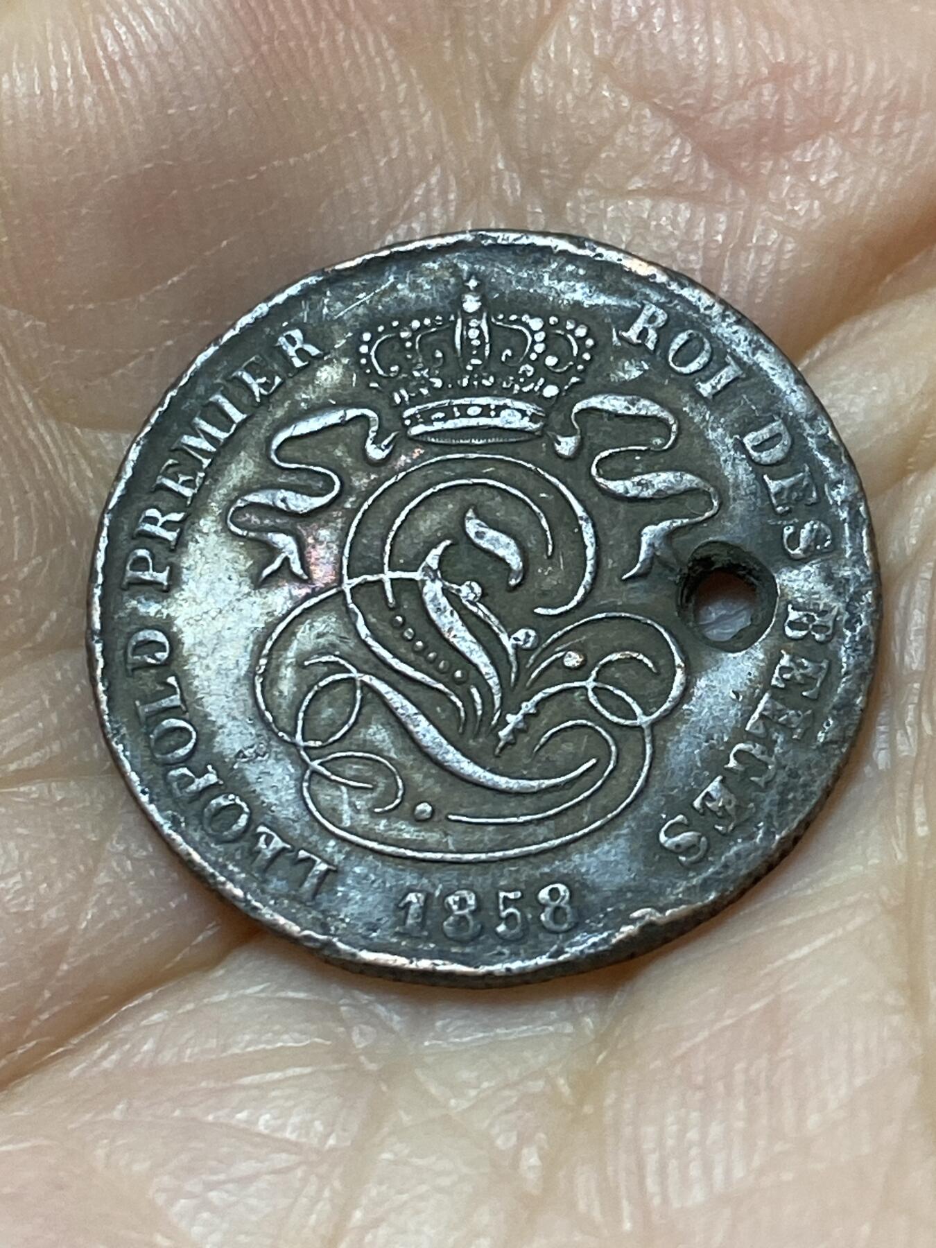 2025年第九十四场(总第一百二十场）外国好品散币(免佣金) 打孔–比利时🇧🇪1858年2分(利奥波德一世第三版)