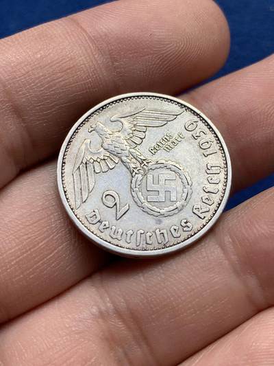 《竞宝斋》第420场 周日，周一，周二  3场连拍 （全场包邮） 德国1939年兴登堡2马克银币