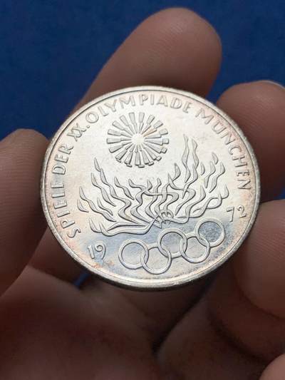 《竞宝斋》第420场 周日，周一，周二  3场连拍 （全场包邮） 德国1972年10马克银币 老彩包浆 很帅