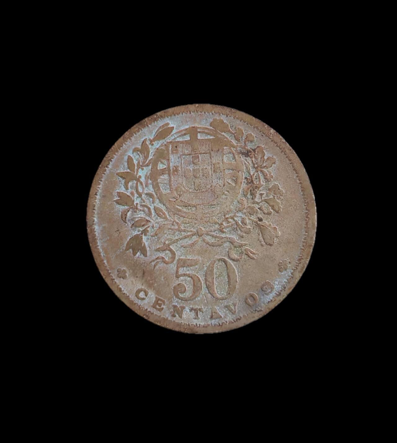 外国硬币/银币，可寄存 葡萄牙1914年50分