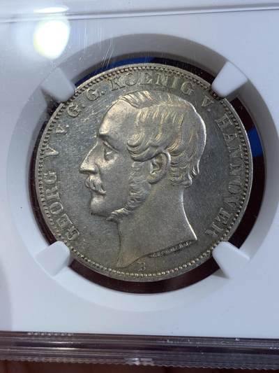 《竞宝斋》第420场 周日，周一，周二  3场连拍 （全场包邮） NGC MS62 德国 1865 汉诺威 滑铁卢战役五十周年 泰勒银币 分数状态都不错