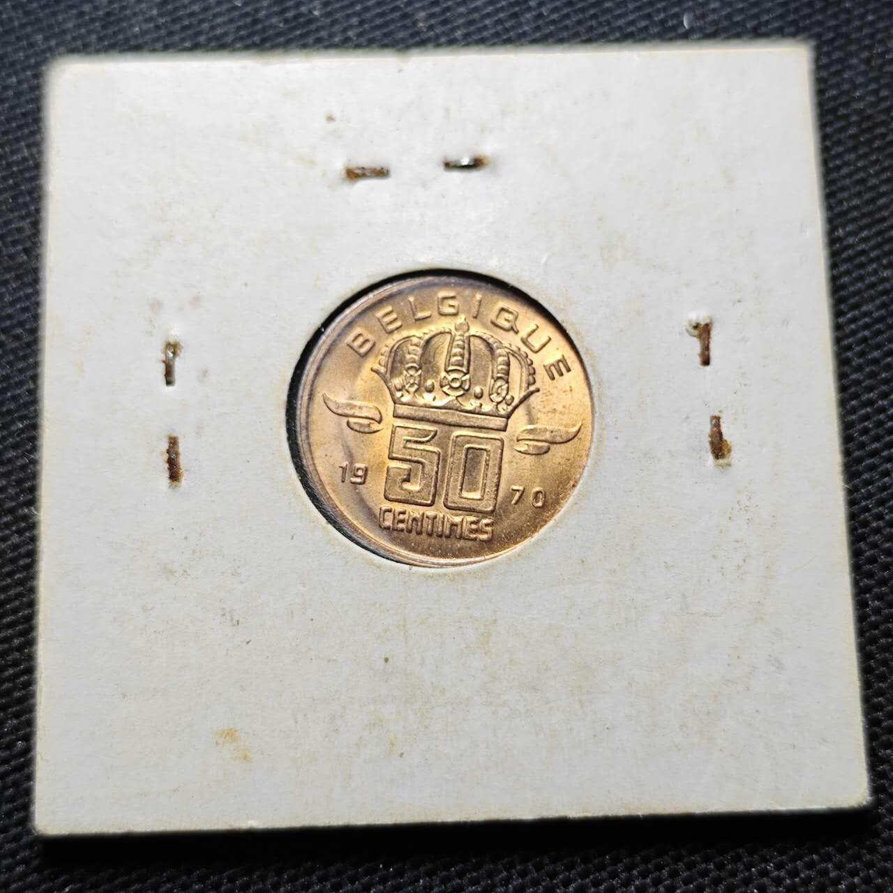 KK钱币收藏小铺 第343场 2月预留时间 周末发货 1970比利时50分 好品铜币