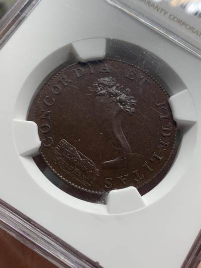 《竞宝斋》第420场 周日，周一，周二  3场连拍 （全场包邮） NGC MS63BN 1794年苏格兰因弗内斯郡协和半便士 背面的玫瑰图案非常精美 极其少见的token精品 pl状态非常出色