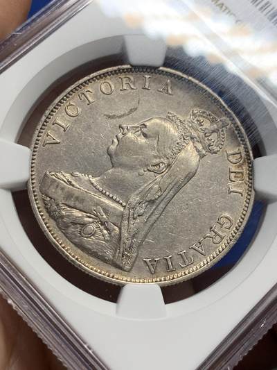 《竞宝斋》第420场 周日，周一，周二  3场连拍 （全场包邮） NGC XFD 英国 1888年 维多利亚 双佛罗林4先令 银币 少见年份