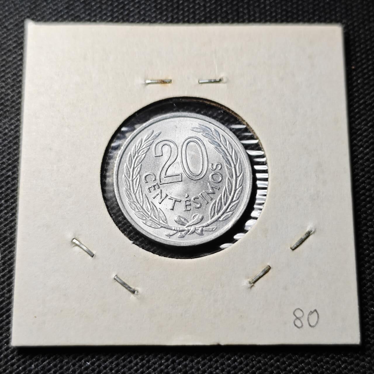 KK钱币收藏小铺 第344场 2月预留时间 周末发货  1965乌拉圭20分 好品