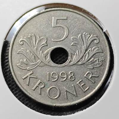 KK钱币收藏小铺 第343场 2月预留时间 周末发货 - 1998挪威5克朗 