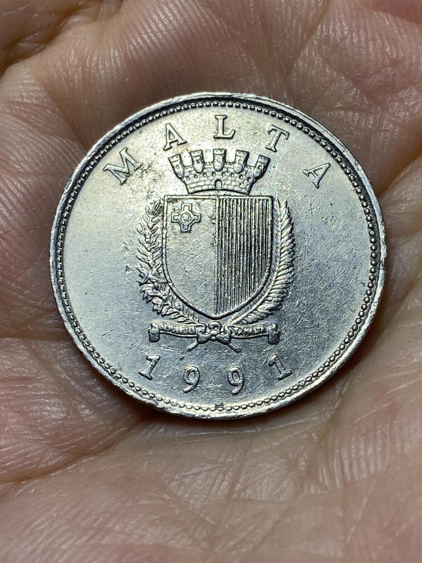2025年第九十四场(总第一百二十场）外国好品散币(免佣金) 马耳他🇲🇹1991年25分(第三套，首发年)