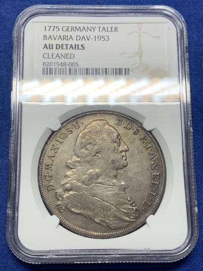 《竞宝斋》第420场 周日，周一，周二  3场连拍 （全场包邮） - NGC AUD 德国1775年巴伐利亚圣母抱婴1泰勒银币 深打几乎没有减重痕 细节非常好