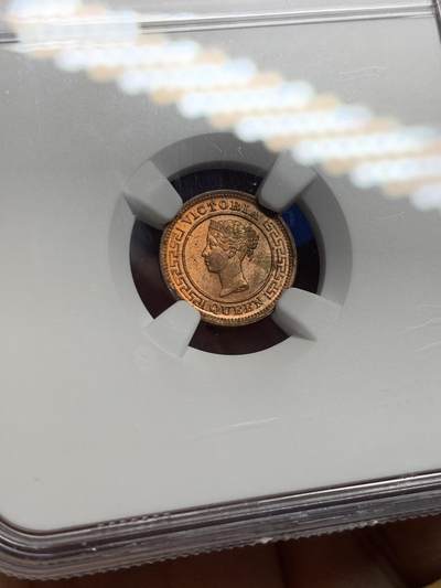 《竞宝斋》第420场 周日，周一，周二  3场连拍 （全场包邮） NGC MS64RB 英属锡兰1890年维多利亚1/4铜币 高分