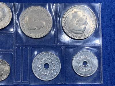 《竞宝斋》第420场 周日，周一，周二  3场连拍 （全场包邮） 八枚一组 希腊王国五六十年代硬币组合 基本原光好品 细节见图