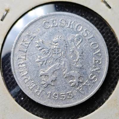 KK钱币收藏小铺 第342场 2月预留时间 周末发货 - 1953捷克斯洛伐克5赫勒 无框狮