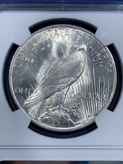 《竞宝斋》第420场 周日，周一，周二  3场连拍 （全场包邮） NGC MS62 美国1922年和平银币，币面干净利落，非常漂亮。