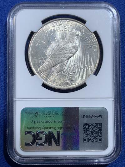 《竞宝斋》第420场 周日，周一，周二  3场连拍 （全场包邮） NGC MS64 美国 1923 一美元 和平银币 双面强转光，光感不输65分，个人送评略压分，喜欢转光的不容错过。