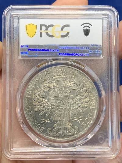 《竞宝斋》第420场 周日，周一，周二  3场连拍 （全场包邮） PCGS AU55分 1780年 神圣罗马帝国玛利亚特蕾莎女王 大奶妈1泰勒大银币 PC亚军分 封面广告币之一 威尼斯造币厂铸造 铸造时间1817-1833年 微镜面感 深打难得