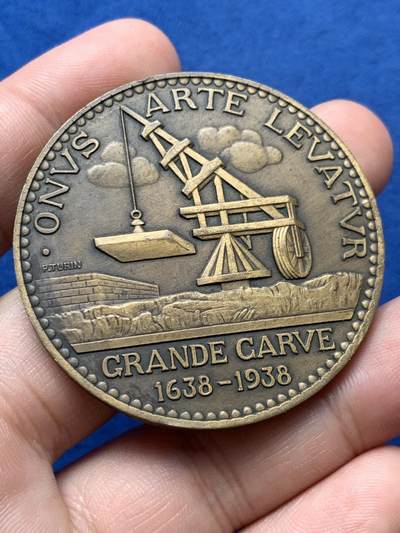 《竞宝斋》第420场 周日，周一，周二  3场连拍 （全场包邮） 鲁昂城市300周年纪念铜章 51.65克 49.4mm 丰饶角铜标