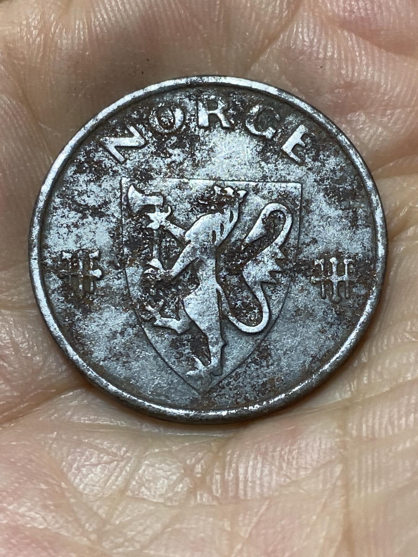 2025年第九十四场(总第一百二十场）外国好品散币(免佣金) 挪威🇳🇴1942年5欧尔铁币(哈康七世–二战德国占领时期)
