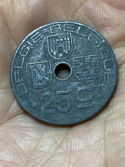 2025年第九十四场(总第一百二十场）外国好品散币(免佣金) - 比利时🇧🇪1944年25分(利奥波德三世，荷语–法语版，二战德国占领时期)