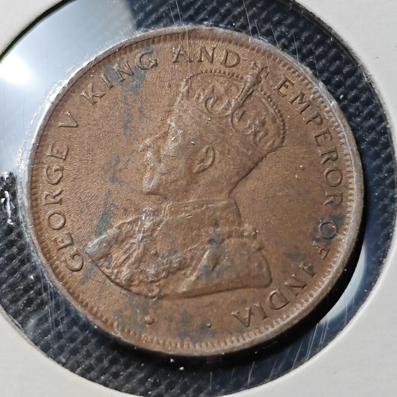 KK钱币收藏小铺 第343场 2月预留时间 周末发货 1912英属锡兰乔五1分铜币