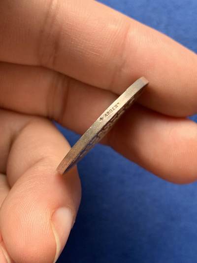 《竞宝斋》第420场 周日，周一，周二  3场连拍 （全场包邮） 原光法国南特储蓄银行纪念圆形银章，蜜蜂AR边铭，28.6mm，9克。